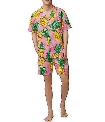 BedHead Pajamas Short Sleeve Woven Pineapple Print Pajama Short Set