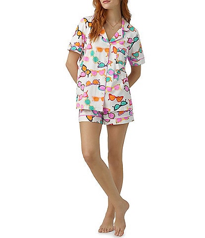 BedHead Pajamas Sunny Lens Short Sleeve Notch Collar Jersey Knit Shorty Pajama Set