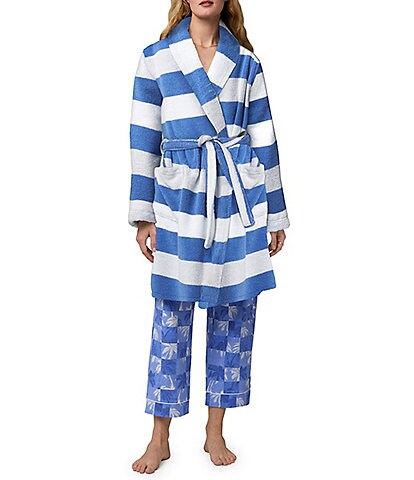 BedHead Pajamas Turkish Terry Striped Print Shawl Collar Unisex Short Robe
