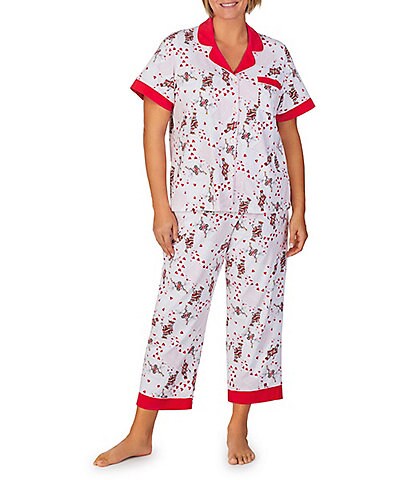 BedHead Pajamas Plus Size House of Cards Short Sleeve Stretch Jersey Cropped Pajama Set