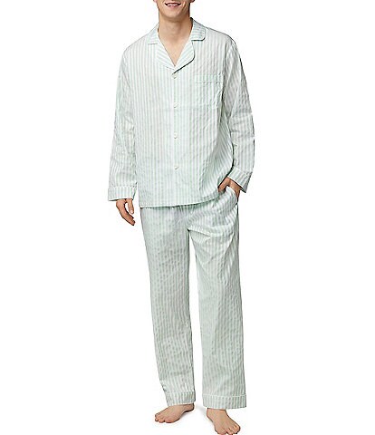 BedHead Pajamas Long Sleeve Stripe Poplin Pajama Shirt & Matching 31#double; Inseam Pajama Pant Set