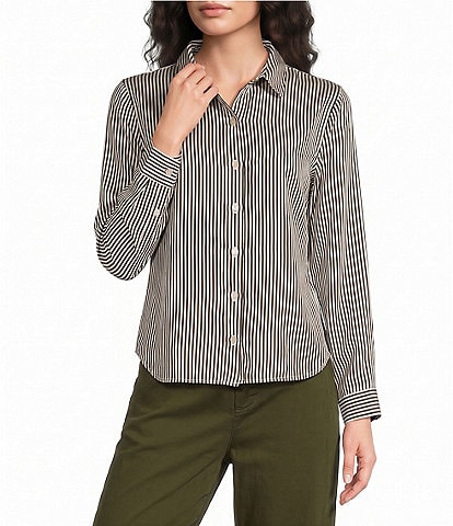 Bella Dahl Stripe Spread Collar Long Sleeve Button Front Shirt