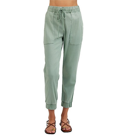Bella Dahl Woven Drawstring Front Cropped Jogger Pants