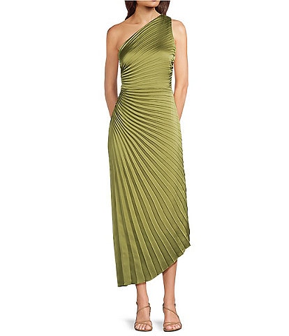 Belle by Badgley Mischka Kelsey Sleeveless One Shoulder Asymmetric Fit and Flare Dress