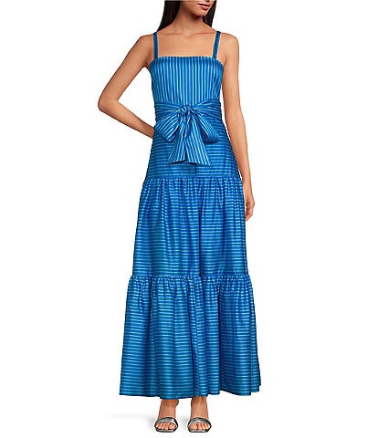 Belle by Badgley Mischka Elise Drop Waist Tiered Square Neck Dress