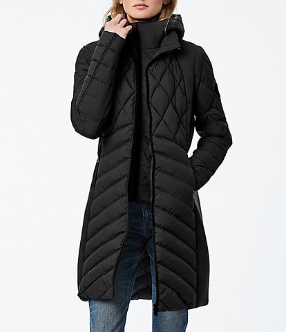 Bernardo Ecoplume™ Quilted Packable Hooded Walker Coat