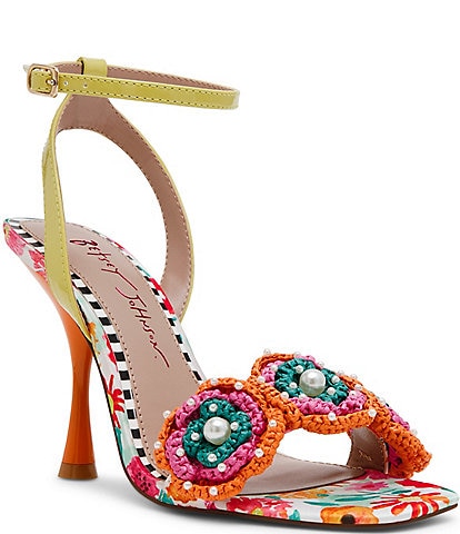 Betsey Johnson Ainsleyy Floral Print Crochet Flower Dress Sandals
