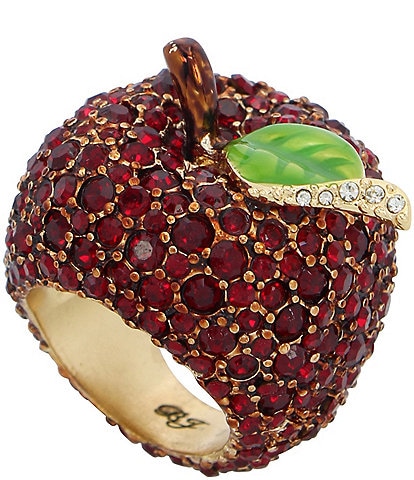 Betsey Johnson Apple Rhinestone Statement Cocktail Ring