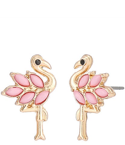 Betsey Johnson Backyard Flamingo Stud Earrings