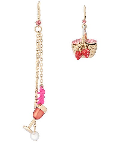 Betsey Johnson Backyard Picnic Basket Mismatch Earrings