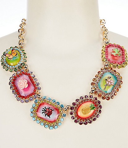 Betsey Johnson Backyard Stone Novelty Bib Statement Collar Necklace