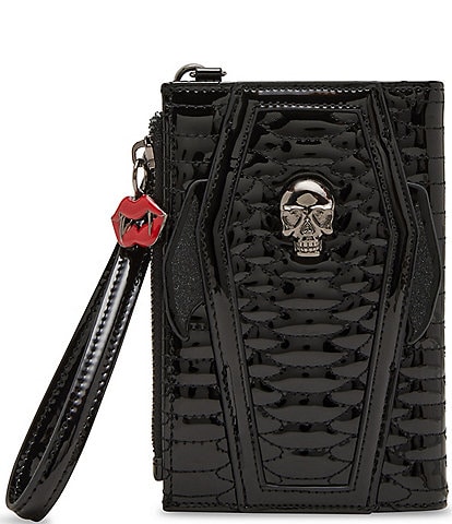 Betsey Johnson Bat To The Bone Skull Bifold Wristlet