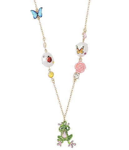 Betsey Johnson Betsey's Backyard Frog Short Pendant Necklace