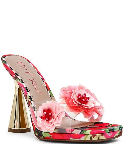 Betsey Johnson Blondee Flower Embellished Slip-On Dress Sandals