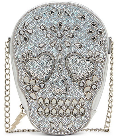 Betsey Johnson Bone-Jour Rhinestone Embellished Skull Crossbody Bag