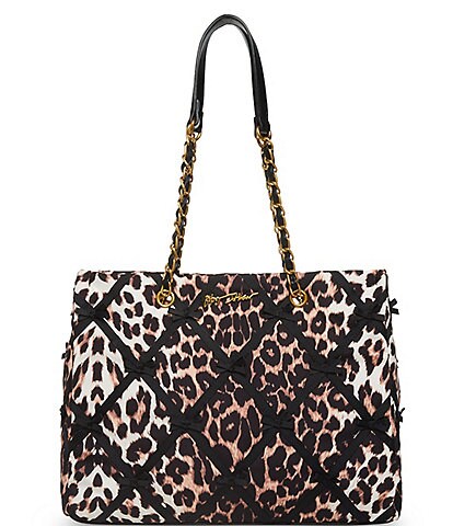 Betsey Johnson Bow-Peep Leopard Print Nylon Tote Bag