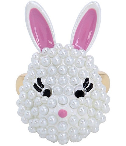 Betsey Johnson Bunny Pearl Cocktail Statement Ring