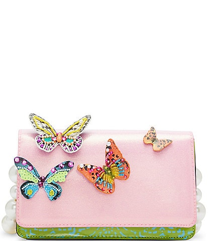 Betsey Johnson Butterfly Embellished Pearl Strap Crossbody Bag