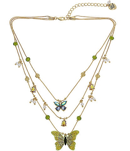 Betsey Johnson Crystal Butterfly Rhinestone Layered Necklace