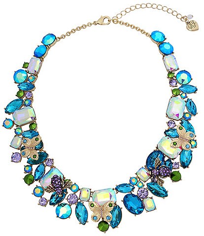 Betsey Johnson Butterfly Stone Collar Statement Necklace