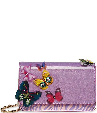 Betsey Johnson Butterfly Striped Animal Print Crossbody Bag