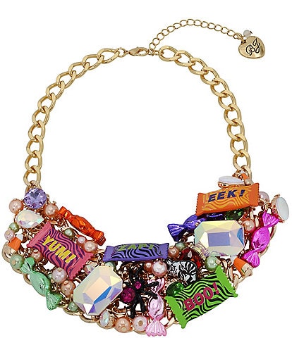 Betsey Johnson Candy Pearl and Rhinestone Bib Statement Necklace