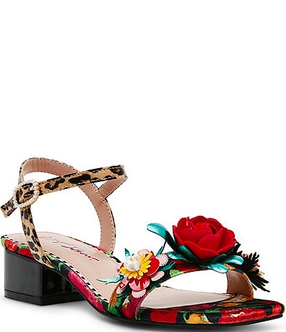 Betsey Johnson Charrly 3D Floral Print Embellished Dress Sandals