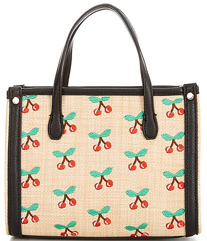 Betsey Johnson Cherry on Top Mini Straw Natural Tote Bag