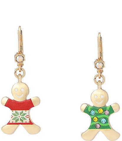 Betsey Johnson Christmas Gingerbread Drop Earrings