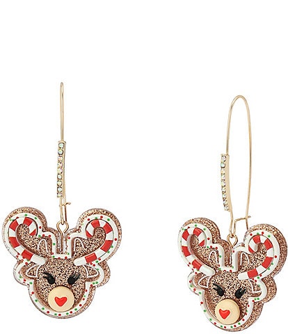 Betsey Johnson Christmas Reindeer Cookie Dangle Statemtment Drop Earrings