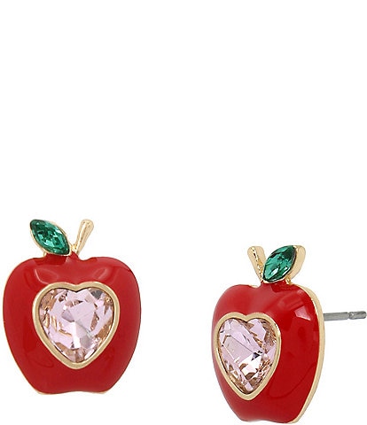 Betsey Johnson Crystal Apple Stud Earrings