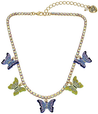 Betsey Johnson Crystal Butterfly Bib Necklace