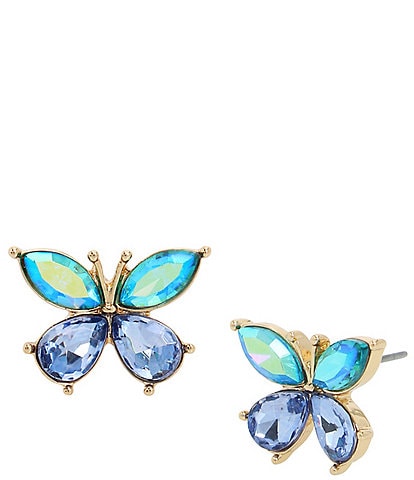 Betsey Johnson Crystal Butterfly Gem Stud Earrings