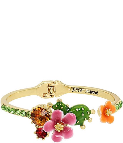 Betsey Johnson Crystal Flower Bangle Bracelet