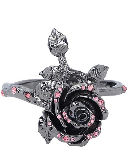 Betsey Johnson Crystal Rose Bangle Bracelet