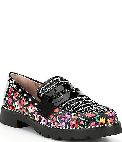 Betsey Johnson Darian Floral Rhinestone Penny Loafers