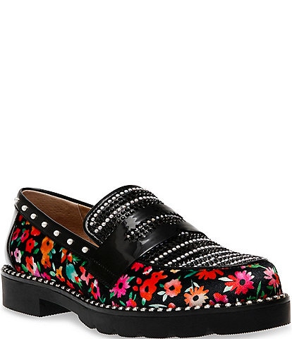 Betsey Johnson Darian Floral Rhinestone Penny Loafers