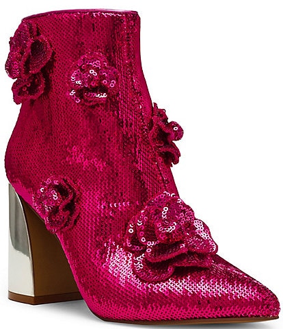 Betsey Johnson Finlee Sequin Flower Embellished Booties