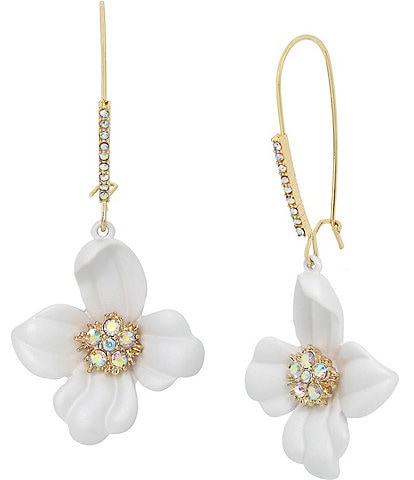 Betsey Johnson Flower Crystal Dangle Drop Earrings