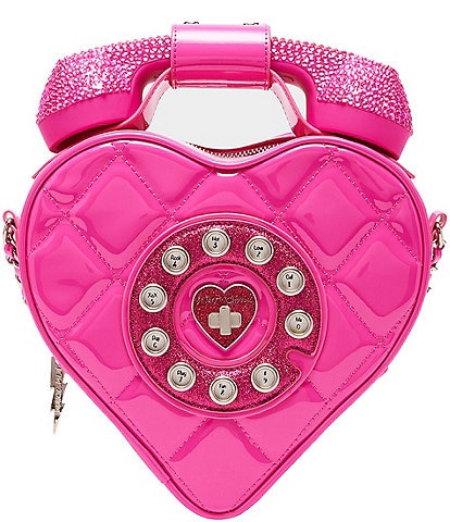 Betsey Johnson Functional Embellished Heart Phone Tag Crossbody Bag