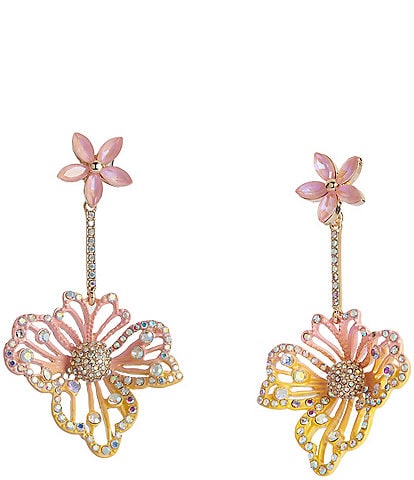 Betsey Johnson Garden Glam Openwork Flower Drop Earrings