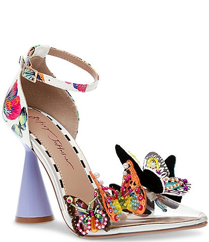 Betsey Johnson Gidelle Butterfly Beaded Ankle Strap Pumps