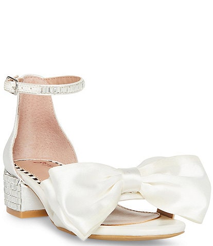Betsey Johnson Girls' Maddy Satin Bow Sparkle Embellished Dress Sandals (Youth)