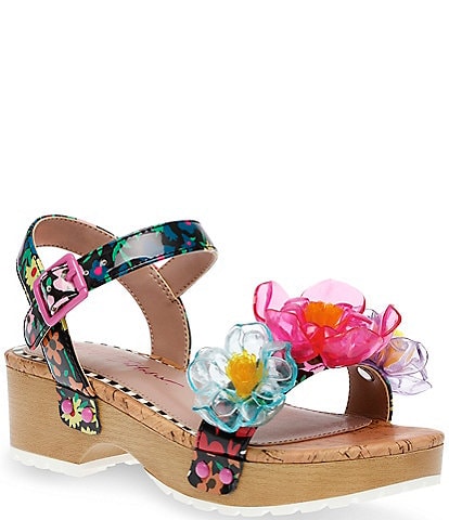 Betsey Johnson Girls' Oakly Floral Embellished Platform Sandals (Youth)