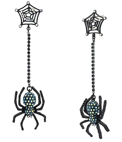 Betsey Johnson Halloween Spiderweb Linear Earrings