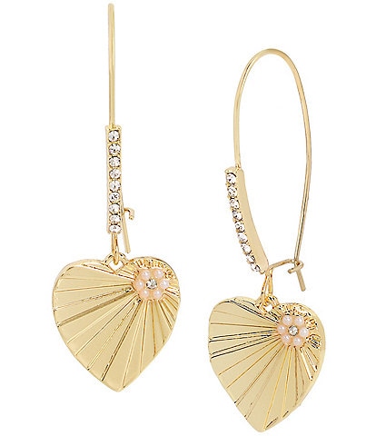 Betsey Johnson Heart Dangle Crystal Drop Earrings