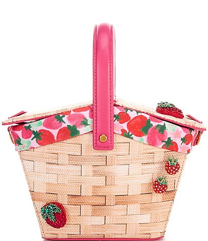 Betsey Johnson Kitsch Fresh N Fruity Picnic Straw Basket Natural Crossbody Bag