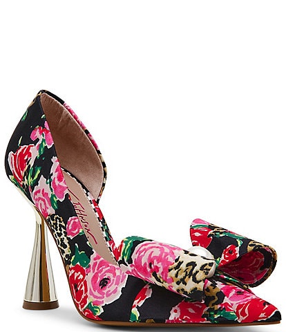 Betsey Johnson Kylie Rose Leopard Oversized Bow Pearl Detail Pumps