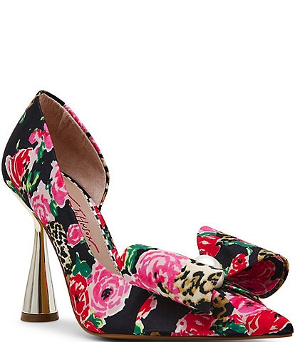 Betsey Johnson Kylie Rose Leopard Oversized Bow Pearl Detail Pumps