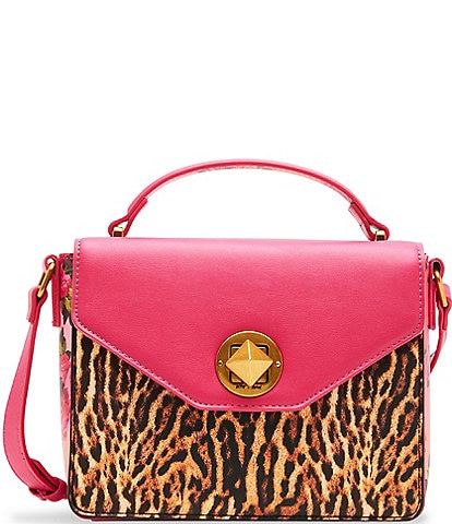 Betsey Johnson Leopard Cocktail Time Flap Top Handle Crossbody Bag